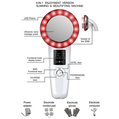 Ultrasonic Six-in-One Slimming and Skin Care Device