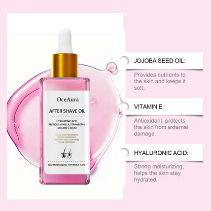 Strawberry-flavored hair removal and shaving care essential oil